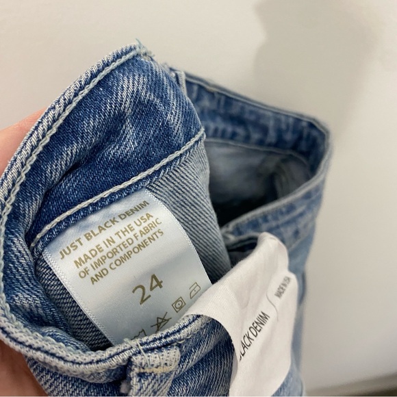 Just Black USA NWT 24 Patch Pocket High Rise Wide Leg Kick Crop Jeans - Picture 9 of 13